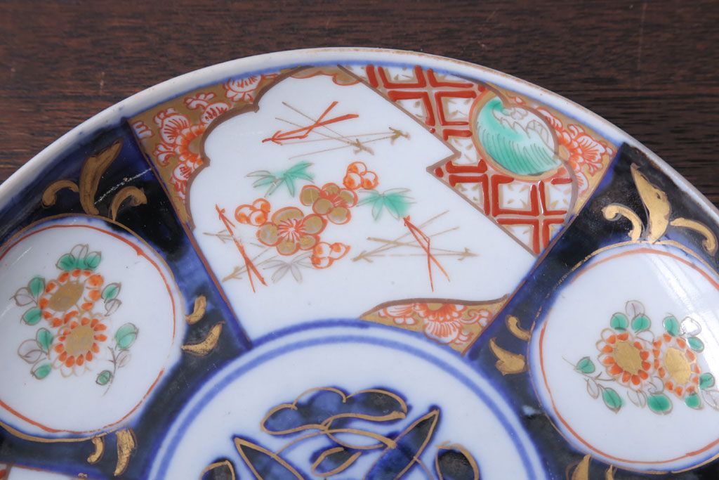 古民具・骨董　幕末〜明治　色絵七寸皿など4枚セット(伊万里)