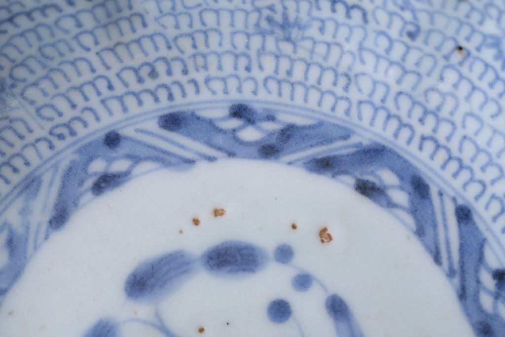 アンティーク雑貨　古民具・骨董　江戸後期　成化年製　微塵唐草なます皿5枚セット