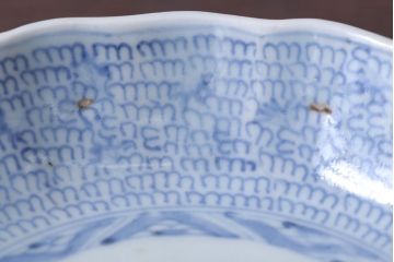 アンティーク雑貨　古民具・骨董　江戸後期　成化年製　微塵唐草なます皿5枚セット