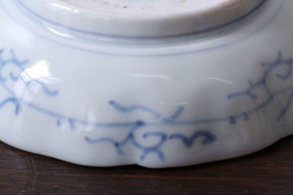 アンティーク雑貨　古民具・骨董　江戸後期　成化年製　微塵唐草なます皿5枚セット