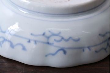 アンティーク雑貨　古民具・骨董　江戸後期　成化年製　微塵唐草なます皿5枚セット