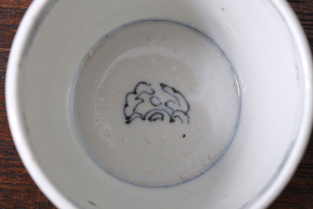 アンティーク雑貨　古民具・骨董　江戸後期　染付　雲龍図　蕎麦猪口4客セット