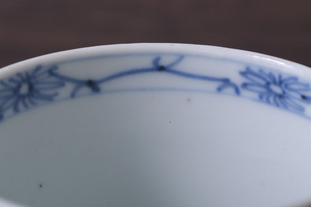 アンティーク雑貨　古民具・骨董　江戸後期　染付　雲龍図　蕎麦猪口4客セット