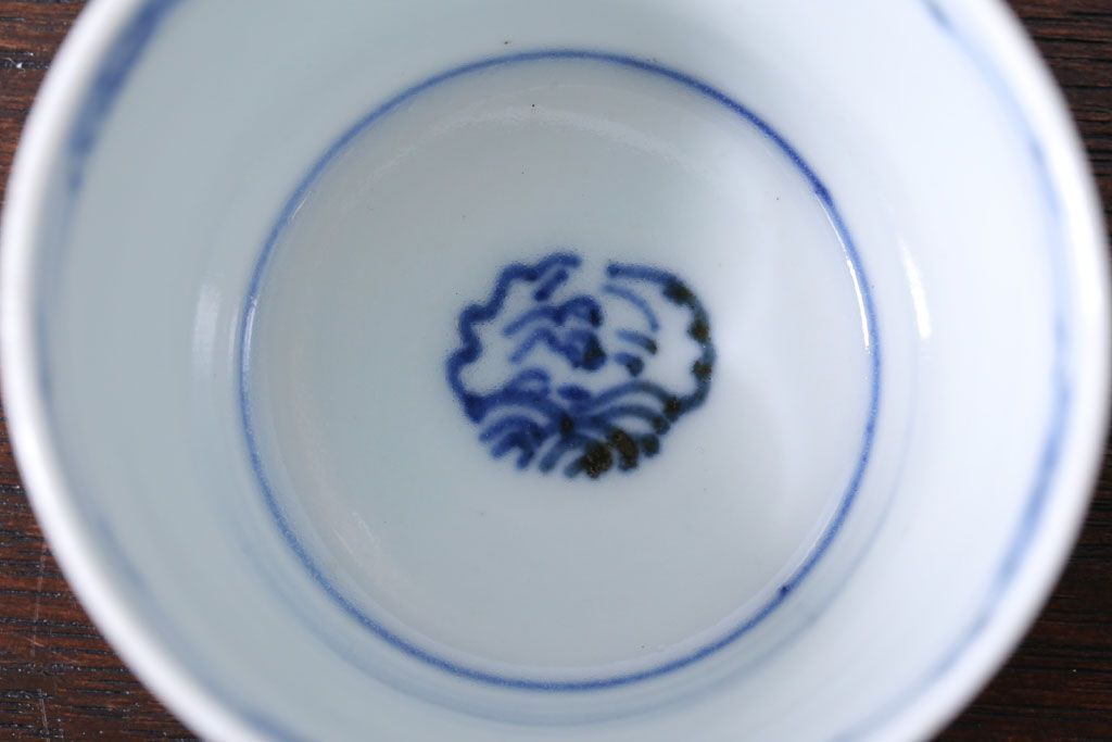 アンティーク雑貨　古民具・骨董　江戸後期　染付　雲龍図　蕎麦猪口4客セット