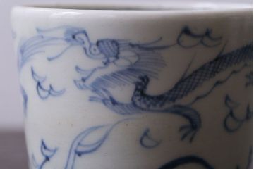 アンティーク雑貨　古民具・骨董　江戸後期　染付　雲龍図　蕎麦猪口4客セット