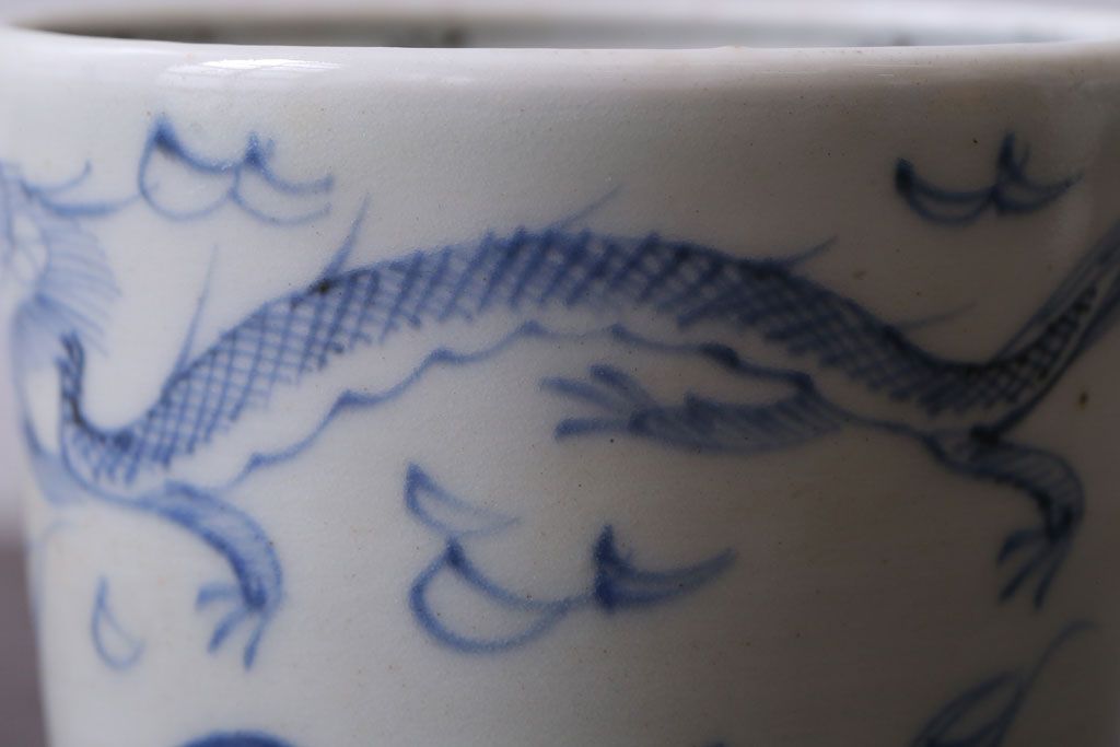 アンティーク雑貨　古民具・骨董　江戸後期　染付　雲龍図　蕎麦猪口4客セット