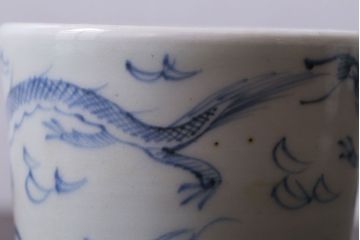 アンティーク雑貨　古民具・骨董　江戸後期　染付　雲龍図　蕎麦猪口4客セット