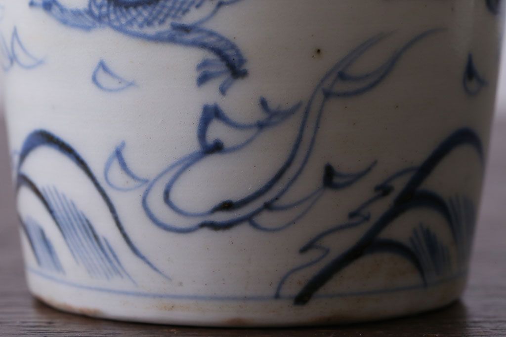 アンティーク雑貨　古民具・骨董　江戸後期　染付　雲龍図　蕎麦猪口4客セット