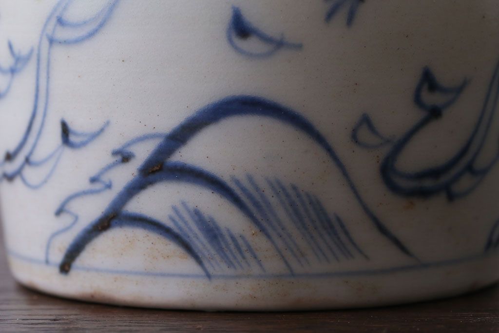 アンティーク雑貨　古民具・骨董　江戸後期　染付　雲龍図　蕎麦猪口4客セット