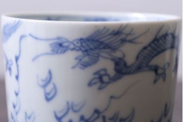アンティーク雑貨　古民具・骨董　江戸後期　染付　雲龍図　蕎麦猪口4客セット