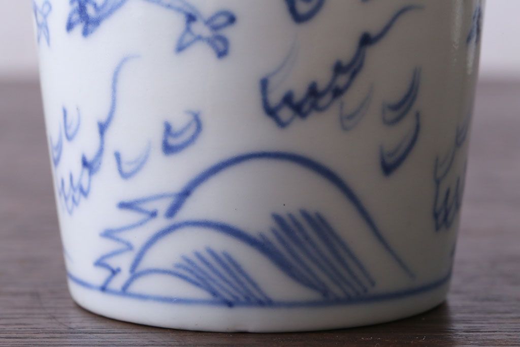 アンティーク雑貨　古民具・骨董　江戸後期　染付　雲龍図　蕎麦猪口4客セット