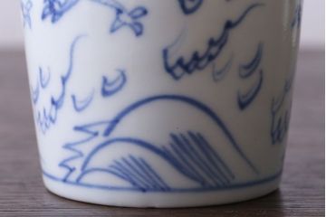 アンティーク雑貨　古民具・骨董　江戸後期　染付　雲龍図　蕎麦猪口4客セット