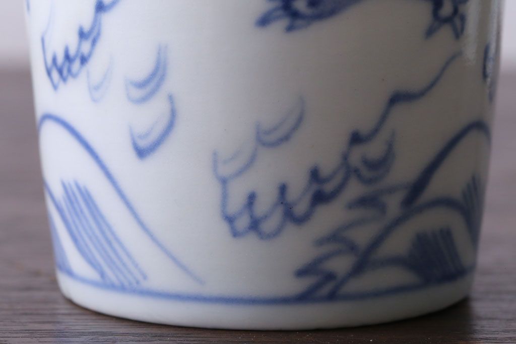 アンティーク雑貨　古民具・骨董　江戸後期　染付　雲龍図　蕎麦猪口4客セット