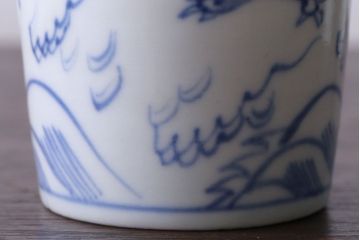 アンティーク雑貨　古民具・骨董　江戸後期　染付　雲龍図　蕎麦猪口4客セット