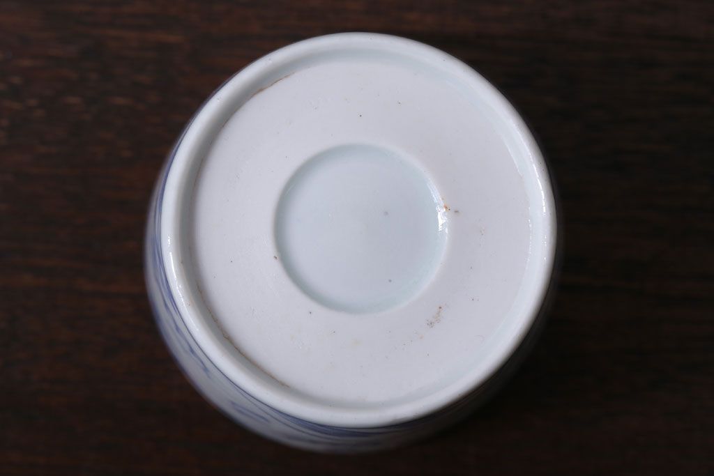 アンティーク雑貨　古民具・骨董　江戸後期　染付　雲龍図　蕎麦猪口4客セット