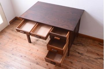 アンティーク家具　アンティーク　シンプルでおしゃれなナラ材製片袖机