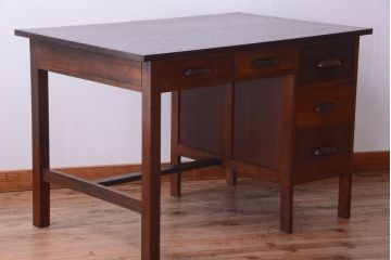 アンティーク家具　アンティーク　シンプルでおしゃれなナラ材製片袖机