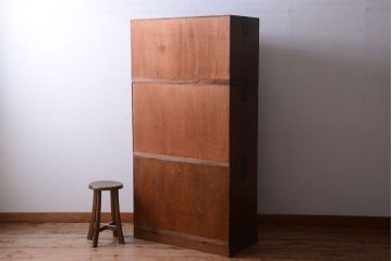 アンティーク家具　和製アンティーク　高級品!バール杢のトチ材製3段重ね衣装箪笥