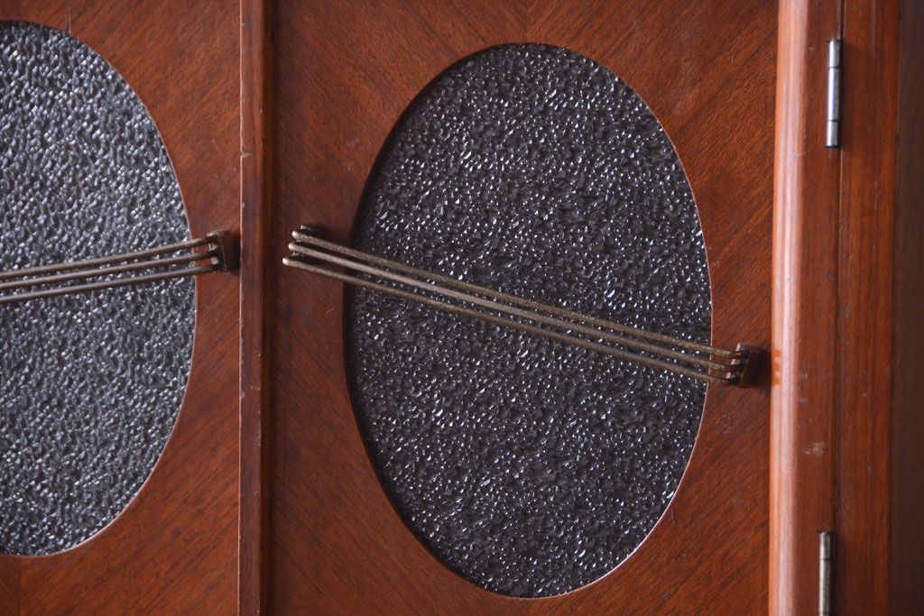 レトロ家具　アンティーク　ダイヤガラス入り!昭和レトロな2段重ねチェスト