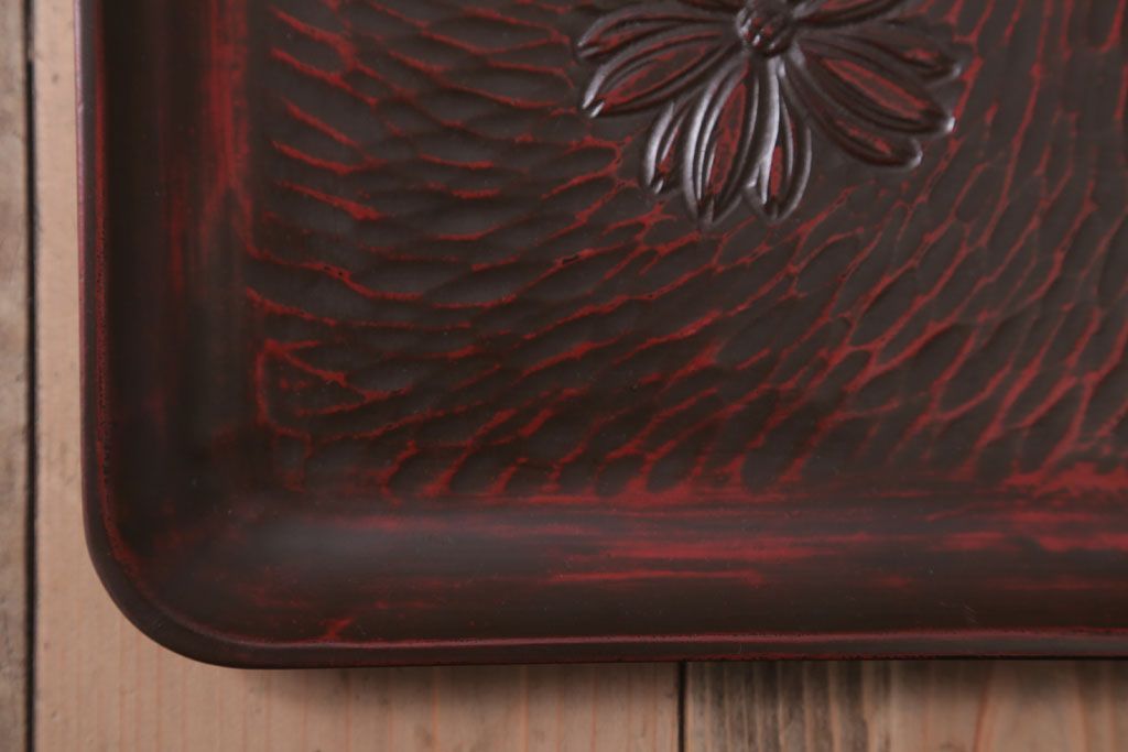 アンティーク雑貨　和製アンティーク　大正昭和初期　鎌倉彫の木製盆5枚セット