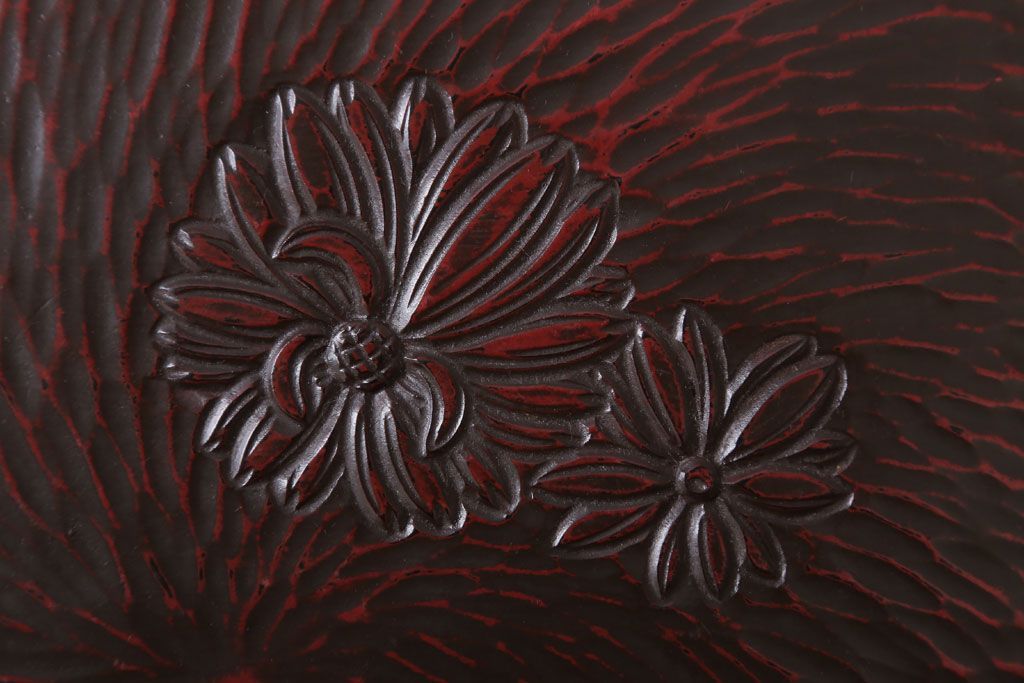 アンティーク雑貨　和製アンティーク　大正昭和初期　鎌倉彫の木製盆5枚セット