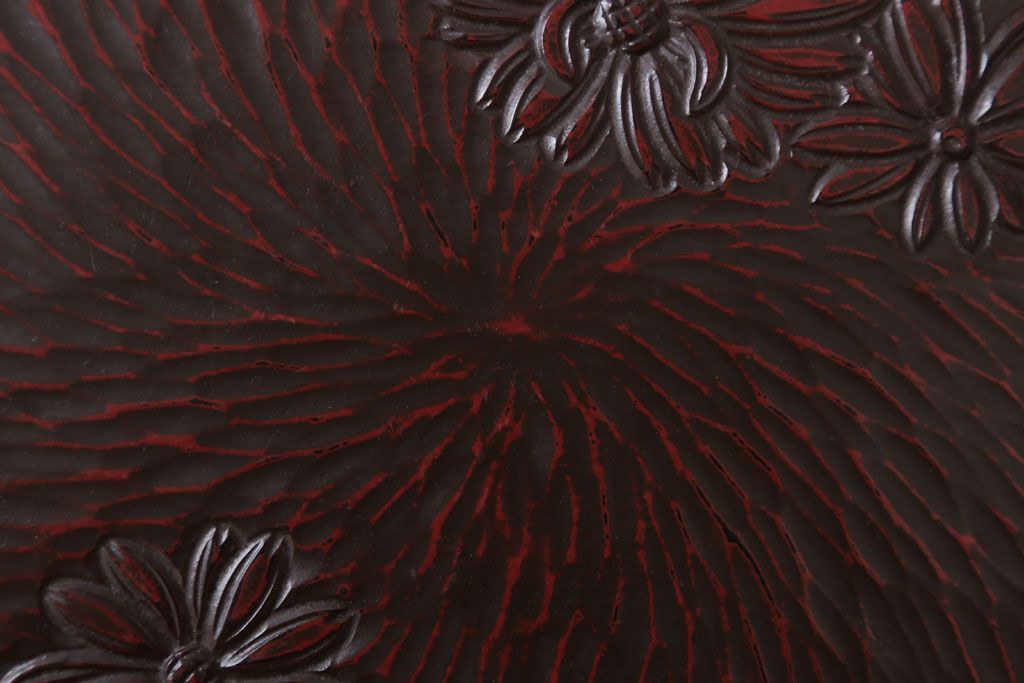 アンティーク雑貨　和製アンティーク　大正昭和初期　鎌倉彫の木製盆5枚セット