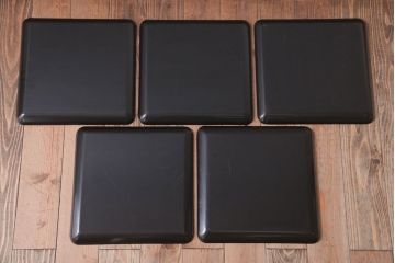 アンティーク雑貨　和製アンティーク　大正昭和初期　鎌倉彫の木製盆5枚セット