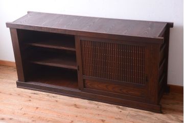 アンティーク家具　古民具・骨董 丸桟仕上げの近江水屋箪笥サイドボード(収納棚)