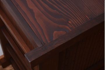 アンティーク家具　古民具・骨董 丸桟仕上げの近江水屋箪笥サイドボード(収納棚)