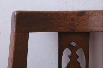 アンティーク家具　和製アンティーク　透かし彫り　古い木の回転椅子(回転イス)(2)