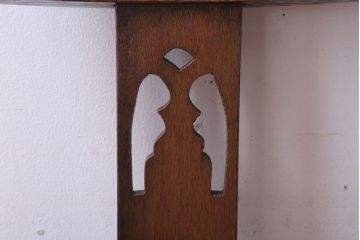 アンティーク家具　和製アンティーク　透かし彫り　古い木の回転椅子(回転イス)(2)