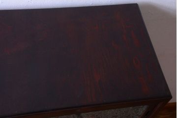 レトロ家具　昭和レトロ　結霜ガラス入り!古い木製のアンティークチェスト