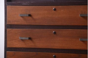 レトロ家具　昭和レトロ　結霜ガラス入り!古い木製のアンティークチェスト