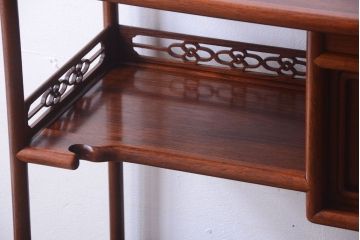 アンティーク家具　在銘　通産大臣指定伝統的工芸品　大阪唐木指物　山下雄伴作　茶棚