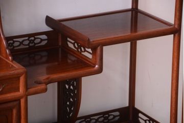 アンティーク家具　在銘　通産大臣指定伝統的工芸品　大阪唐木指物　山下雄伴作　茶棚