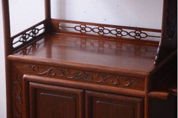 アンティーク家具　在銘　通産大臣指定伝統的工芸品　大阪唐木指物　山下雄伴作　茶棚