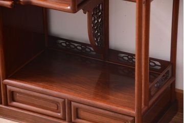 アンティーク家具　在銘　通産大臣指定伝統的工芸品　大阪唐木指物　山下雄伴作　茶棚