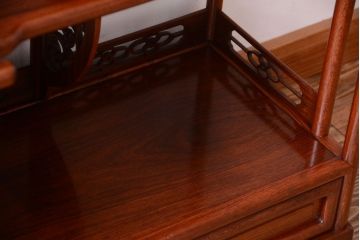 アンティーク家具　在銘　通産大臣指定伝統的工芸品　大阪唐木指物　山下雄伴作　茶棚