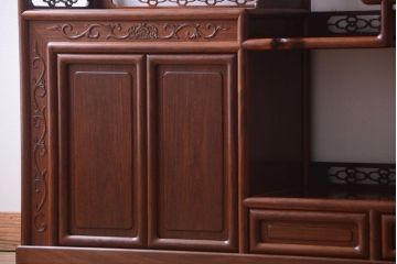 アンティーク家具　在銘　通産大臣指定伝統的工芸品　大阪唐木指物　山下雄伴作　茶棚