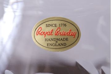 アンティーク雑貨　イギリス　Royal Brierley(ロイヤルブライアリー)　カットガラス　花瓶(フラワーベース)