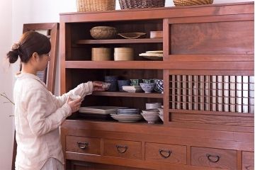 アンティーク家具　古民具・骨董　明治〜大正　岐阜県産　前面檜材!上品な二段重ね六尺水屋箪笥