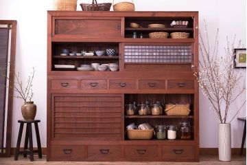 アンティーク家具　古民具・骨董　明治〜大正　岐阜県産　前面檜材!上品な二段重ね六尺水屋箪笥