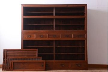 アンティーク家具　古民具・骨董　明治〜大正　岐阜県産　前面檜材!上品な二段重ね六尺水屋箪笥