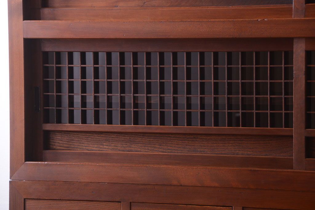 アンティーク家具　古民具・骨董　明治〜大正　岐阜県産　前面檜材!上品な二段重ね六尺水屋箪笥