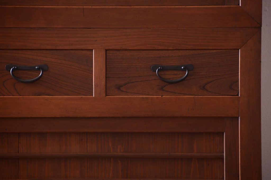 アンティーク家具　古民具・骨董　明治〜大正　岐阜県産　前面檜材!上品な二段重ね六尺水屋箪笥