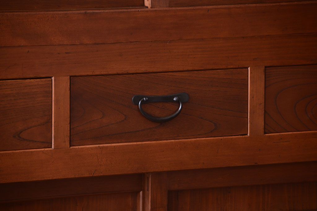 アンティーク家具　古民具・骨董　明治〜大正　岐阜県産　前面檜材!上品な二段重ね六尺水屋箪笥