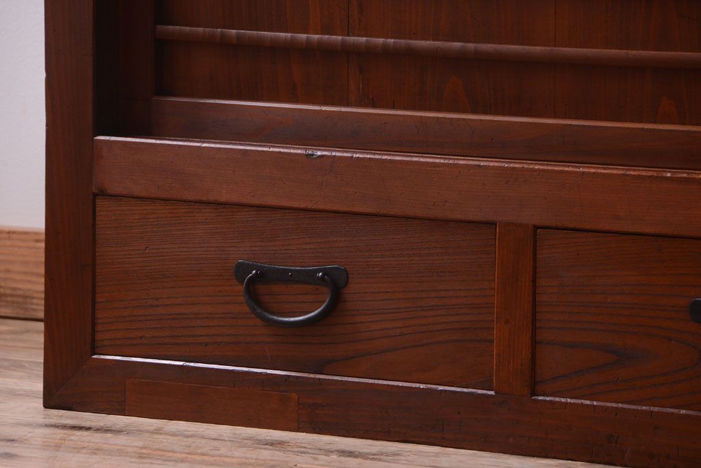 アンティーク家具　古民具・骨董　明治〜大正　岐阜県産　前面檜材!上品な二段重ね六尺水屋箪笥