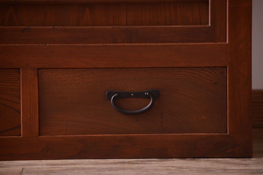 アンティーク家具　古民具・骨董　明治〜大正　岐阜県産　前面檜材!上品な二段重ね六尺水屋箪笥