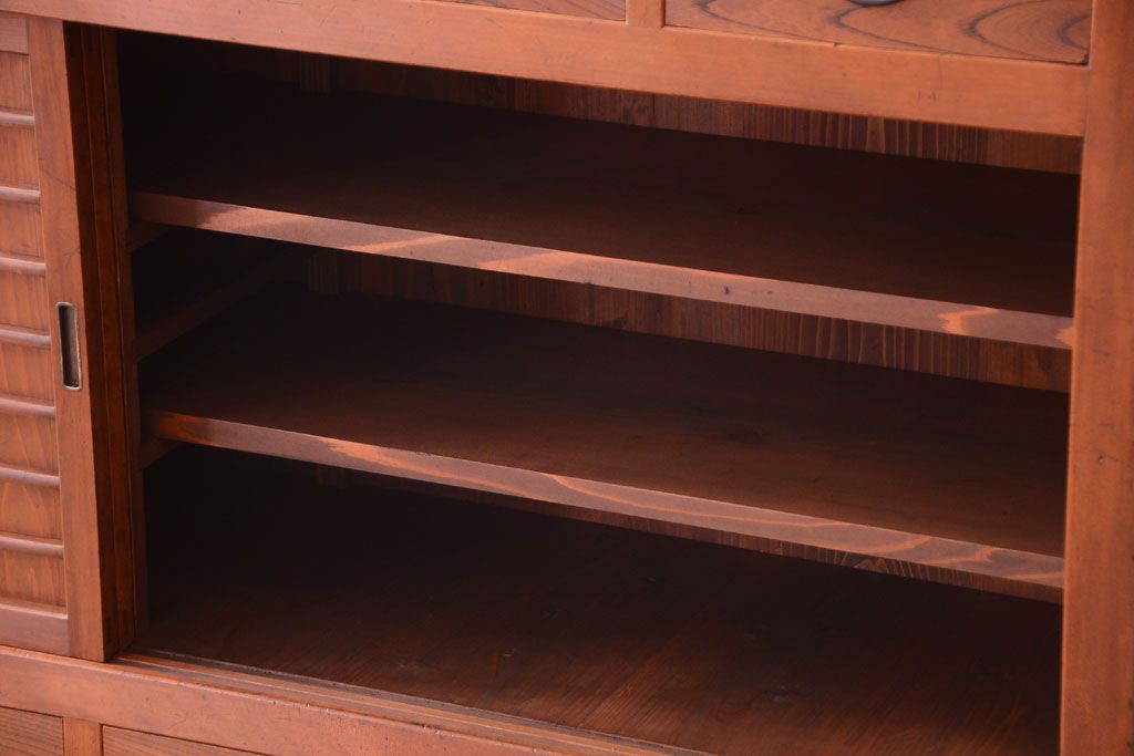 アンティーク家具　古民具・骨董　明治〜大正　岐阜県産　前面檜材!上品な二段重ね六尺水屋箪笥