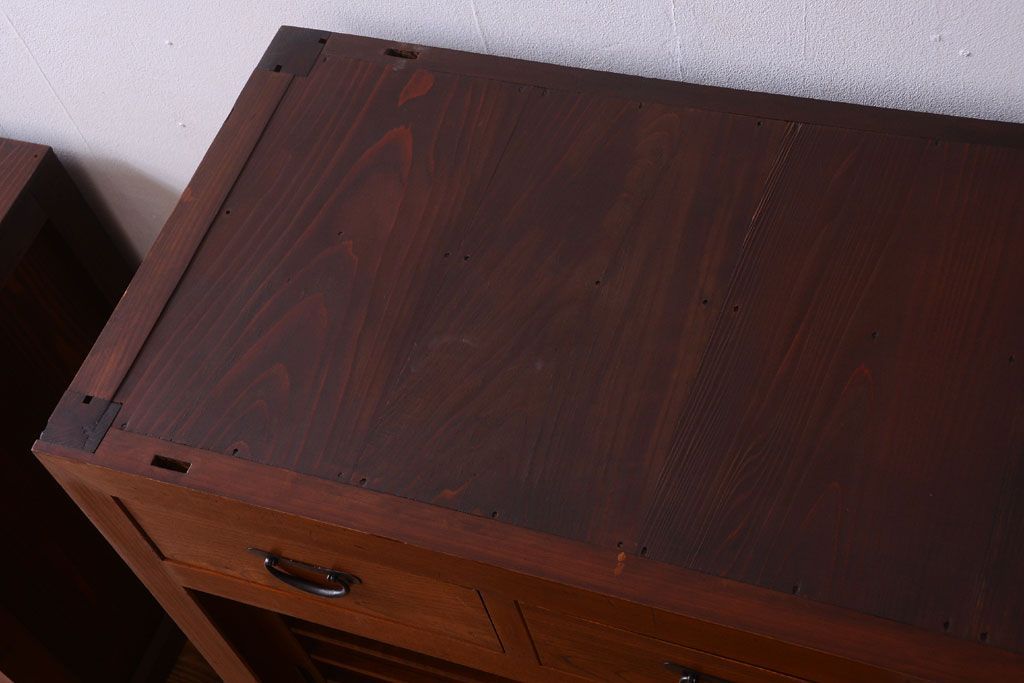 アンティーク家具　古民具・骨董　明治〜大正　岐阜県産　前面檜材!上品な二段重ね六尺水屋箪笥